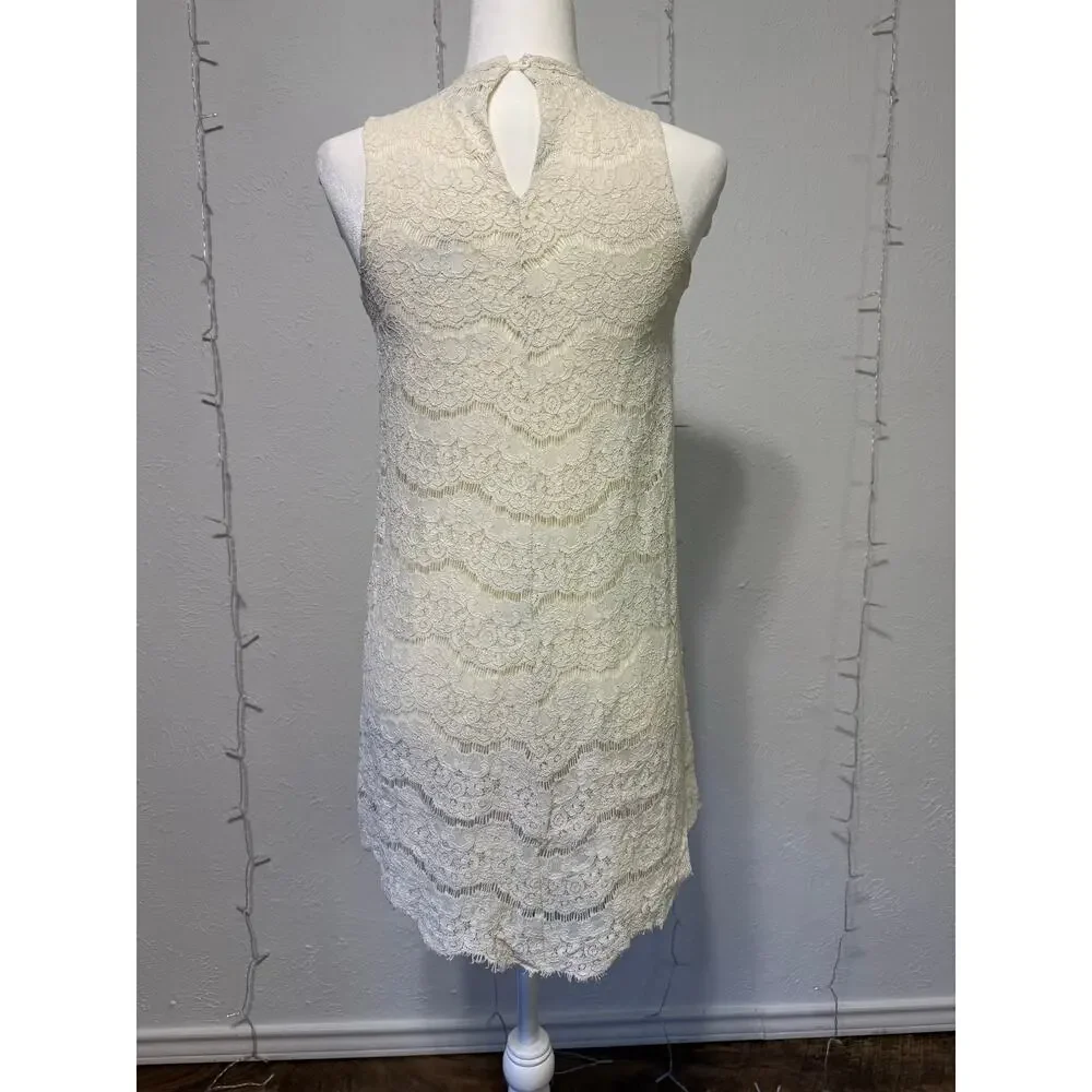 Art Class Girls Ivory Lace Shift Dress Size Large 10/12 Keyhole Back